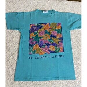 Vintage Icantoo Sport 1992 Single Stitch USA Made Seashells Graphic Shirt Size M